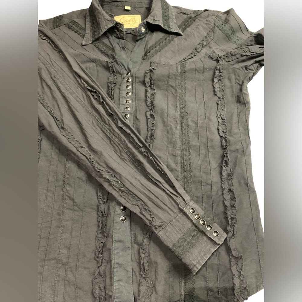 Scully Vintage Womens Small Black Pearl Snap Long Sleeve Western Shirt Blouse - Picture 8 of 12